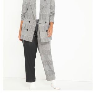 ELOQUII Blocked Faux Leather and Plaid Pant